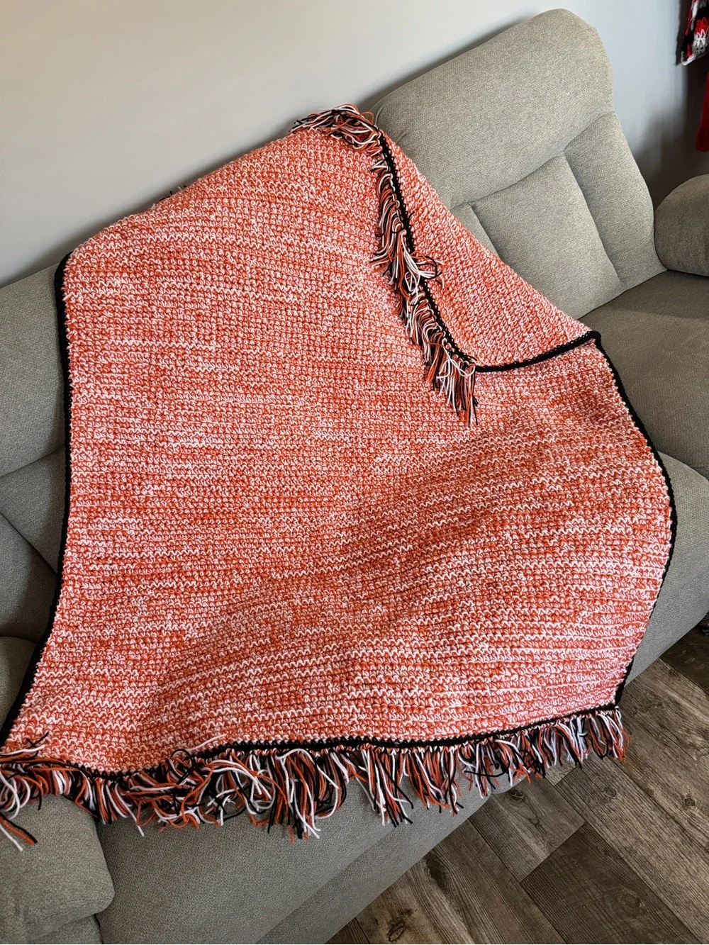 Cozy Coral Knit Throw Blanket with Fringe